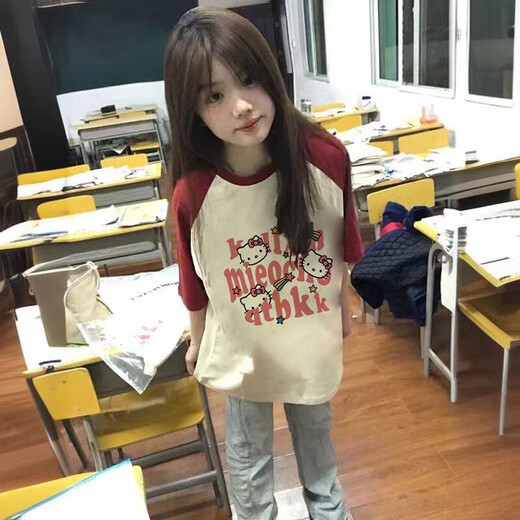 Ran de la même chemise à manches courtes de Yilan pour les filles de lycée d'été féminine T-shirt à manches de chiffon Katie Top Burgundy Red Abricot Couleur * 695 M