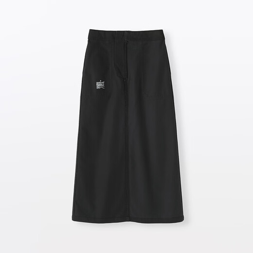 MUJI Women's Washed Herringbone Straight Skirt Long Skirt Women's Pure Cotton 25 Years Autumn Skirt Women's Black M (160/66A)