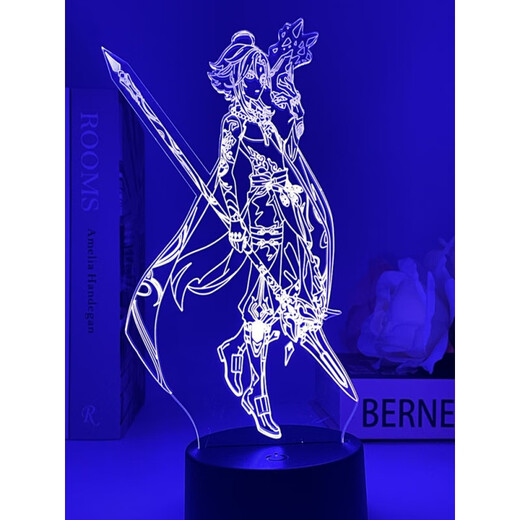Genshin Impact Peripheral Carving Haldao Kondensation Licht Barbara Wendy Zhongli Bunte Nachtlicht -Tour 6228 Wendy Black 7 Color Touch Model