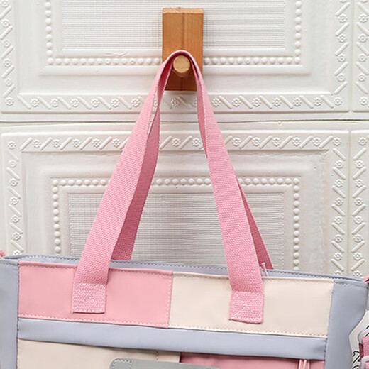 Tutorial-Tasche für Grund- und Sekundarstudenten, Männer und Frauen, Kinderunterrichtsklasse, Handtasche, One-Shoulder-Crossbody-Tasche, kontrastierende Kunsttasche mit großer Kapazität, ZW-0698# Blue Color Ball + Badge + Anhänger