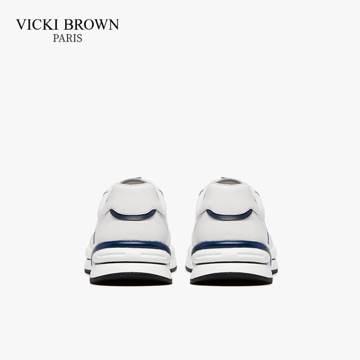 VICKI BROWN VB men's shoes French brand fashionable embroidered white shoes comfortable and versatile casual shoes men's business casual leather shoes white blue 38