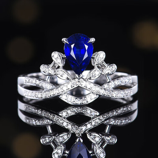 HEEKAIYI Royal Sapphire Ring Women's 18K Diamond Ring Luxury Chinese Valentine's Day Birthday Gift for Wife and Girlfriend Selected Royal Sapphire Ring 0.74ct 18K Gold Inlaid