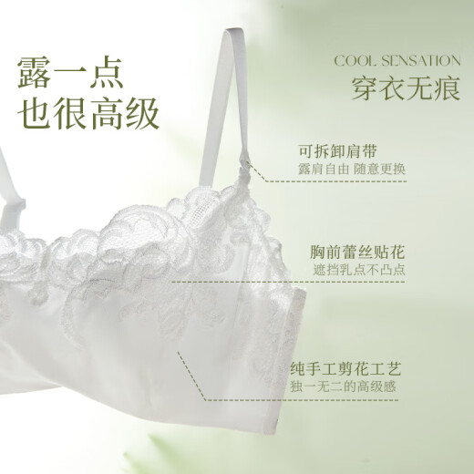 夏娃的诱惑岁月静好白色蕾丝抹胸内衣女聚拢防下垂防走光2025年新款文胸罩 皓月白 75B