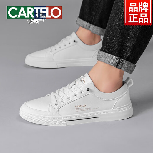 CARTELO men's shoes for summer breathable low-top white shoes shoes for one foot, trendy shoes sports and casual leather shoes for men, all black-6624-four seasons 44 standard sports size