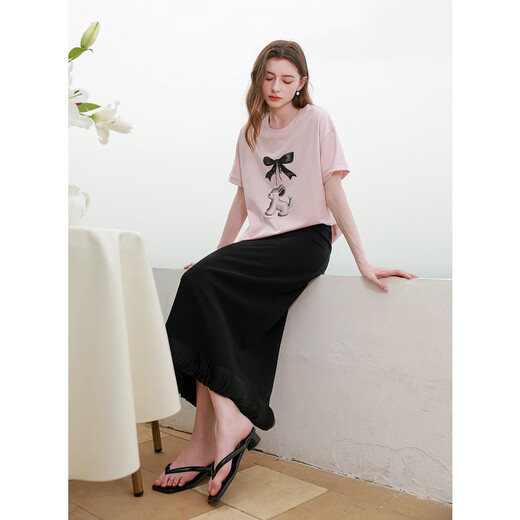 Three Color 2025 Summer New Elegant Skirt Organya Spliced Lace Straight Skirt Slit Long Skirt M Classic Black M