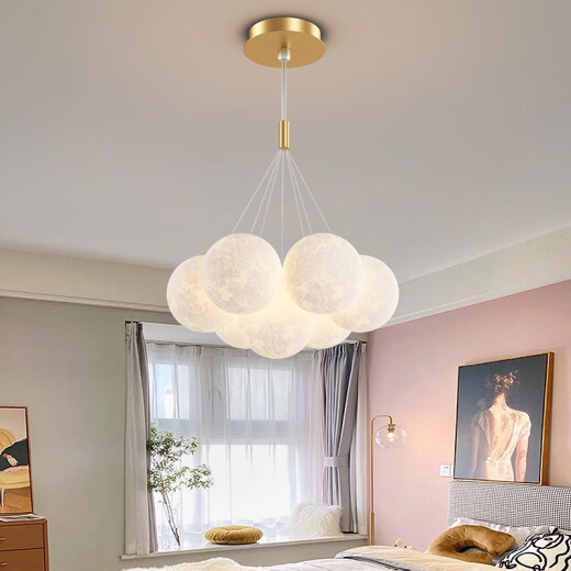 Sala de estar LED de zunyi restaurante principal restaurante nordic creative crema style lámpara de techo de dormitorio paquete combinado de casa entera 9734-negro 7-cabeza de tres colores cambia de color 12 cm