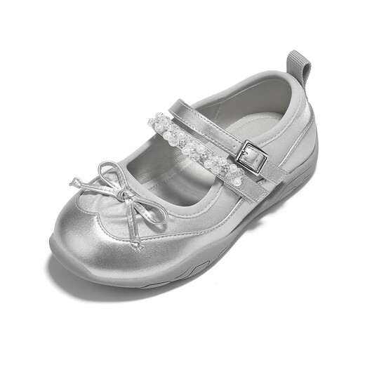 Saturday Children's Shoes Girls' Single Shoes 2025 Autumn New Girls Ballet Princess Shoes Mary Jane Shoes Children's Sports Casual Shoes Silver 36 Shoes Inner Length 22.8cm/Suitable for Feet Length 22cm
