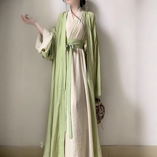 Hanfu Chinese Style Straight Set Full Full of Women's Ancient Costume Costume Dance Ancient Style Dance améliorée Jupe Wei et Jin Style Big Sleeve Shirt Suit Blue Big Sheeve Shirt S