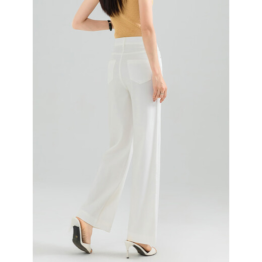 Mengshuya white tinsel three-proof straight jeans for women 2025 summer thin high waist slimming soft skin-friendly versatile trousers