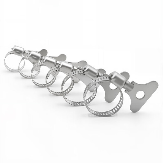 Yongli Shang 201 stainless steel handle type hoop clamp gas pipeline fixed joint hand-tight hose clamp water pipe tight clamp buckle fire-proof rust-resistant and wear-resistant 8-12mm 5 pieces