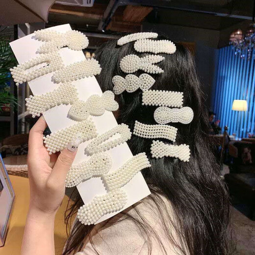 
Pearl hair clip women's bb clip headdress side clip clip 2025 new white bangs one-line clip hair clip 5 packs (random style)
