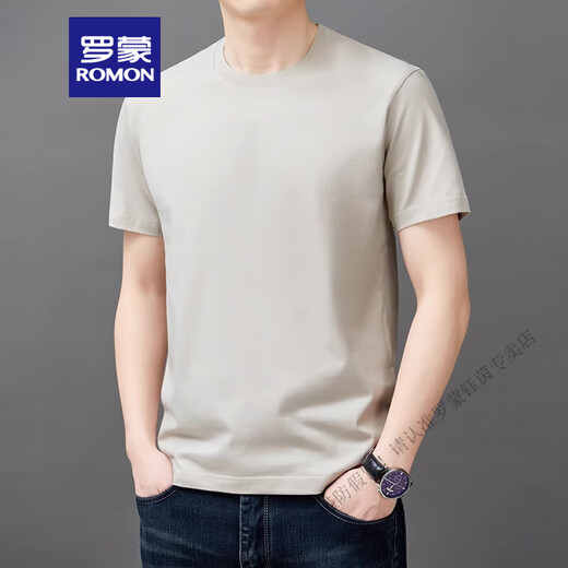 罗蒙（ROMON）纯棉t恤男士短袖宽松圆领上衣夏季2025新薄款休闲体恤衫男 YS9929白色 均码 115【126-140斤】