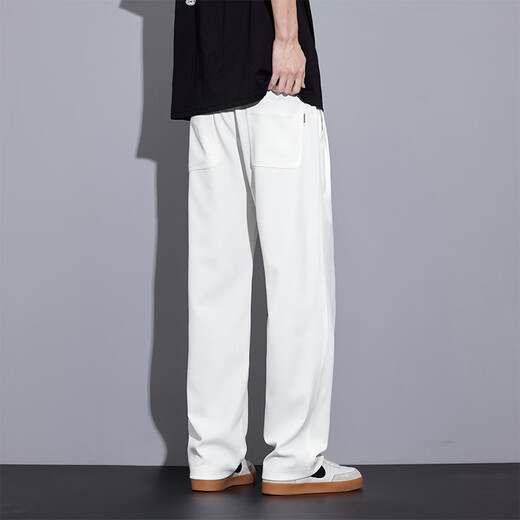 
Pierre cardin ultra-thin ice silk pants casual pants for men drooping summer thin loose breathable wide-leg long pants straight sports pants 6623 white M [recommended 90-110Jin [Jin equals 0.5 kg]]