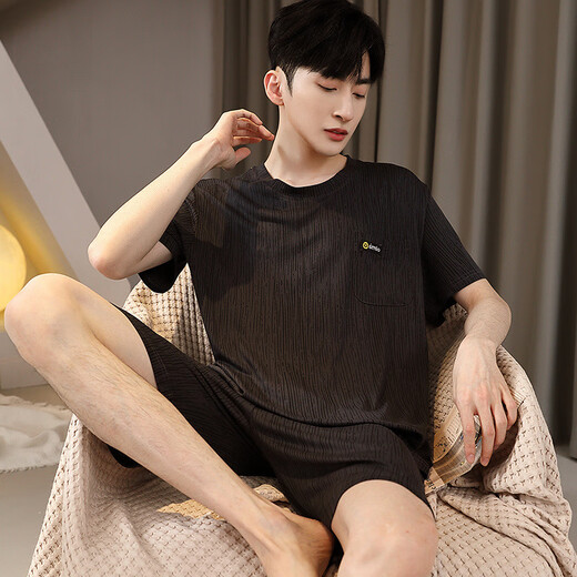 UKUHPK夏季男士莫代尔短袖凉感家居套装 9721 【莫代尔男款】 L 100-130斤