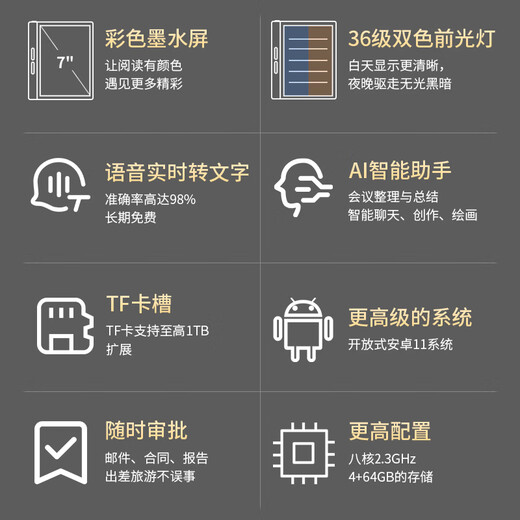 BIGME大我/BIGME 旗舰新款彩色墨水屏智能墨水屏办公本7英寸mini彩墨屏电纸书阅读器电子阅览器 B751C彩屏+静谧黑保护套+电容笔 标配
