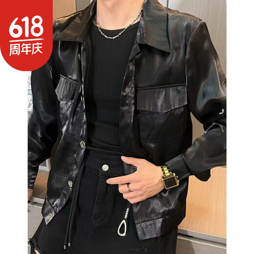 宾屏琛哥男装-外套1047男士高品质蝴蝶水钻珠光防晒夹克外套 白色 M _130斤以下