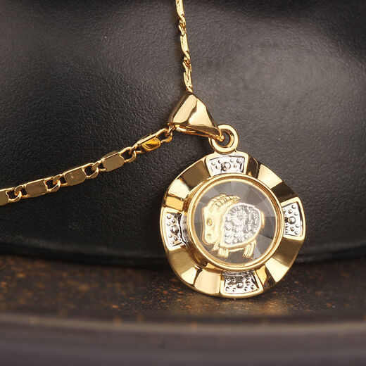 RSRDDY old phoenix fortune-telling pendant necklace gold white color gold twelve zodiac signs transfer women's model 18k gold sheep (pendant + monochrome necklace) same style as Lao Fengxiang