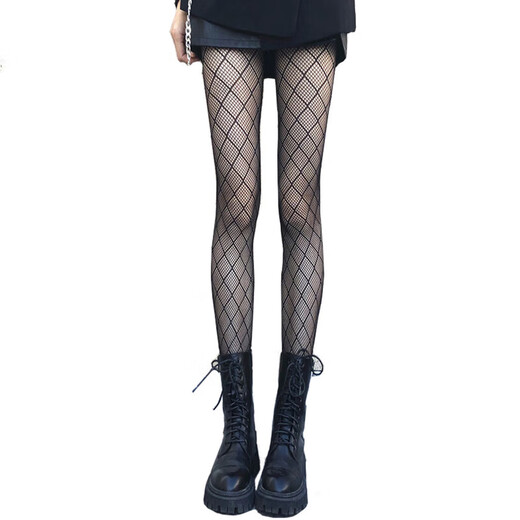 1 pair of black stockings for women, long stockings, checkered sexy black fishnet stockings, crotchless, small diamond check, 1 piece