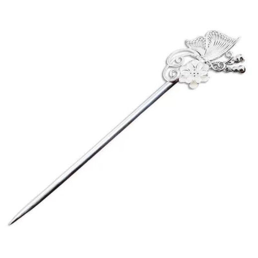 KZD Old Phoenix 999 sterling silver hairpin for women, Butterfly Silver Hairpin, handmade hairpin, hair ornaments, Chinese Valentine's Day gift for your lover, butterfly silver hairpin 9.922g