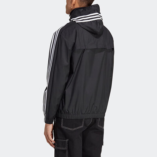 阿迪达斯 （adidas）外套男装 25夏季新款运动服跑步健身训练透气休闲连帽夹克上衣 梭织外套/黑色/紧口袖口 晒图返1 S