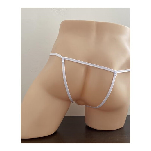 Single Nanwei thong men's ice silk underwear, slightly transparent, smooth and sexy low-waisted boys' t-pants with tight grip, black