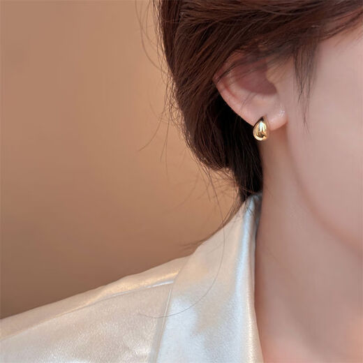 Japanese metal silver adzuki bean earrings new 2025 earrings for women with light luxury, elegant and unique earrings Xiaojindou