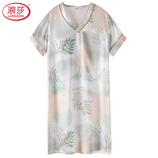 Langsha (Langsha) Mulberry Silk Nightgown Summer Summer Pajamas Dress Summer Silk Sille Satin Satin Sexy Home Ropa White Oak 9923 M 160M