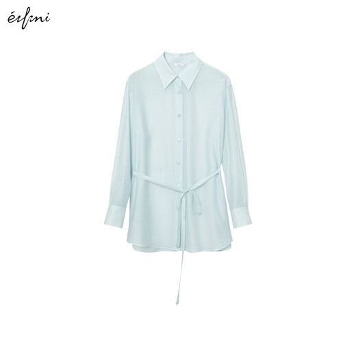 
Eifli (eifini) Eifli commuting relaxed waist lace-up loose shirt for women 2025 summer new basic versatile top for women blue S