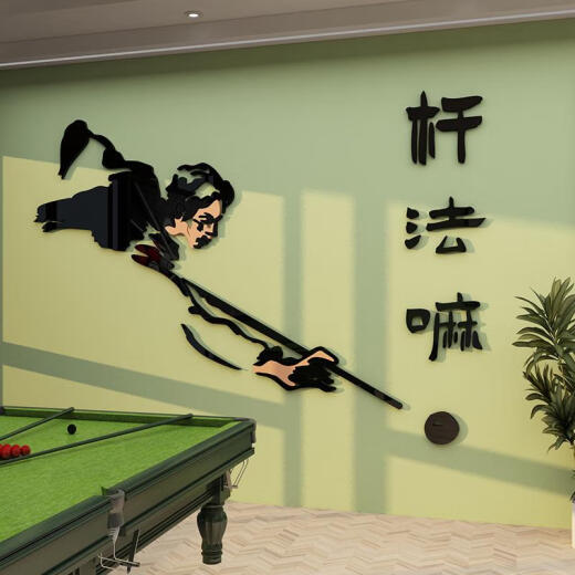 三栖虎台球厅室墙面装饰画背景形象墙贴壁纸摆件俱乐部海报用品大全 16859杆法嘛-黑色+肤色 小