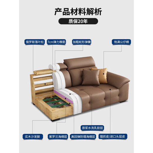 Suizhi Lawrence leather high back sofa living room 2025 new light luxury Italian style high-end modern simple leather art sofa 3.0m straight row for four people with the same footrest upgraded contact surface thickened leather + imported washed latex cushions