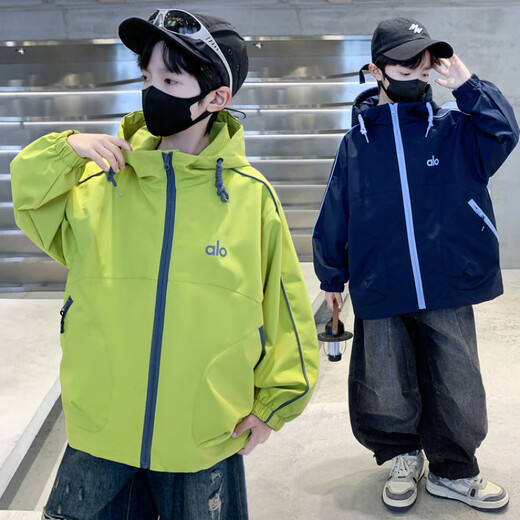 G.DUCKKIDS Little Yellow Duck Boys' Jacket Spring and Autumn 2025 New Children's Jacket Boys' Jacket Medium and Large Children's Windbreaker Hooded Navy Blue 170 Recommended for 15~16 years old 160-170cm cm