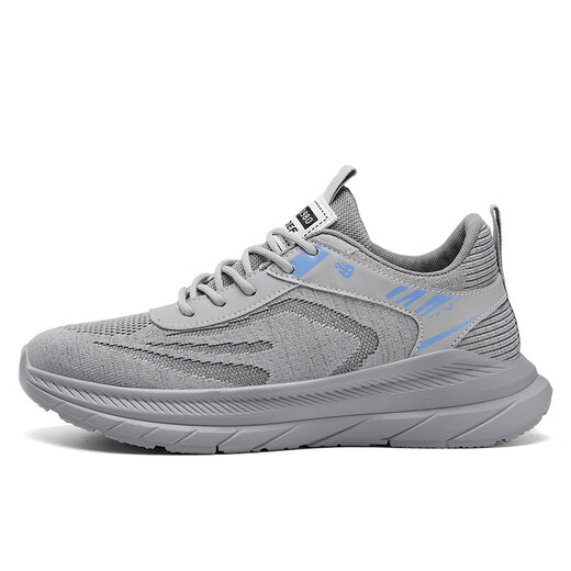 Summer men's shoes 2025 men's casual shoes flying knit breathable fashion running sports shoes gray L9207 39