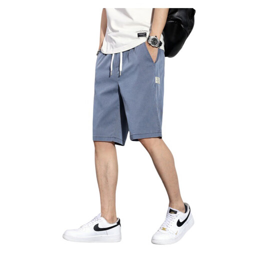 Satchi Tiansi Laiseer Denim Fünf-Punkte-Hosen für Männer 2025 Sommer dünne lose gerader modische Wasser-Wäsche lässig Casual Shorts für Männer EU_1049 Hellblau 28