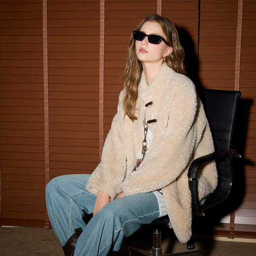 Three-color Song Yi same style 2025 winter new model machine washable lazy fur environmentally friendly fur stand-up collar fur coat M apricot XL 170/92A