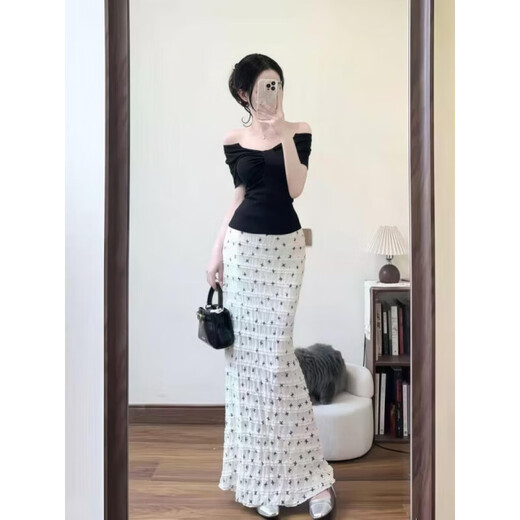 雪澜迪连衣裙子女装2025年春季新款韩系氛围感气质显瘦穿搭女套装温柔风 3895上衣+裙子 S