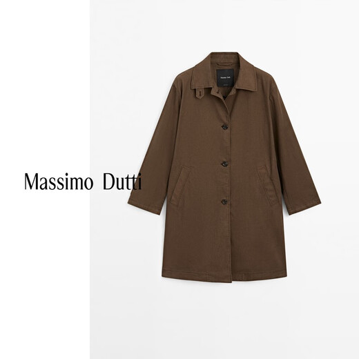 Massimo Dutti夏季新品2025女装 都市通勤简约风长裤风衣外套 06769794 深棕色 S (CN 170/88A)