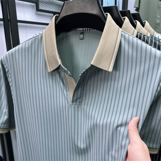 DVW International Herrenbekleidungsmarke T-Shirt Herren Kurzarm 2025 Sommer Daddy's Kleidung gestreift koreanische Mode Casual Polo Halbärmel Black 2xl 54 150-165Jin [Jin gleich 0,5 kg]