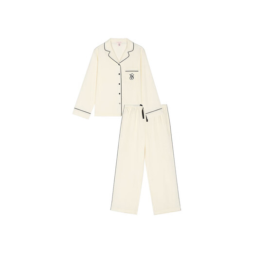 Victoria's Secret Tensora Home et confortable Home Silky à manches longues pyjamas Cadeaux d'automne pour les copines et la femme 4SLS blanc 11267523 S