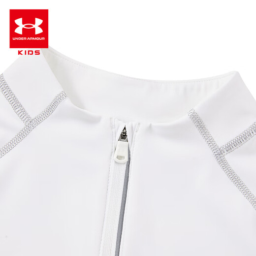 Under Armor children's long-sleeved T-shirt for men and women, spring and autumn breathable, moisture-absorbing, quick-drying sports training stand-up collar top 253303206 white 170