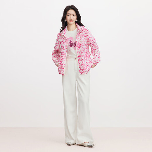 
The same summer sunscreen jacket printed casual short jacket top for women, medium purple red M