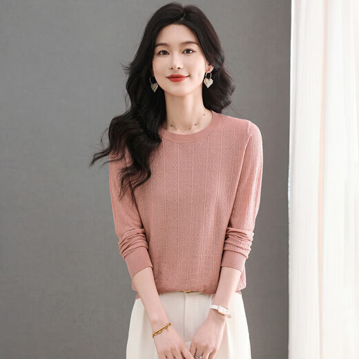 OEMG Internationaler First-Line-Marke High-End-Qualität runder Hals Dünner Pullover Frauen 2025 Basishemd Mode superqualität rot l