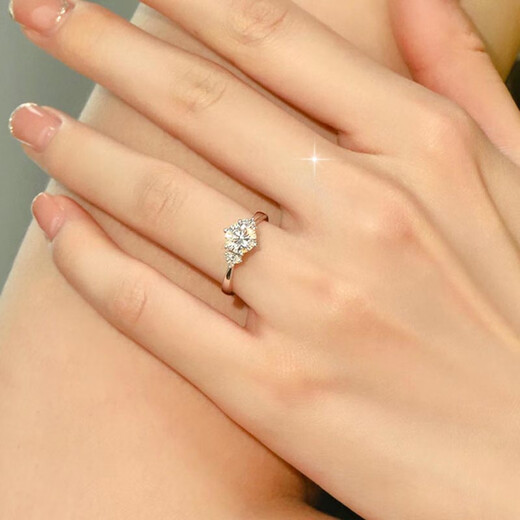 MZMZ platinum ring for women pt950 platinum engagement diamond ring Valentine's Day birthday gift for girlfriend and wife when/next day delivery - light luxury - brilliant three-stone diamond ring