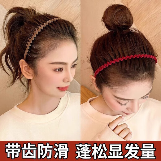 Flocking headband, face wash headband, new style women's toothed broken hair finishing press hair card, acrylic headband, flocked headband - black - 1 piece