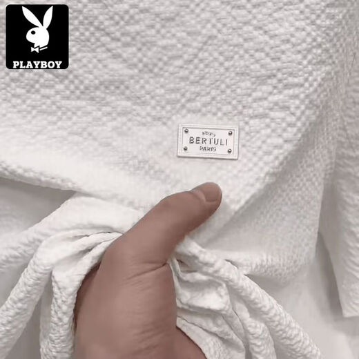 花花公子（PLAYBOY）2025新款夏季冰丝肌理感绣标圆领男士短袖时尚半袖百搭轻奢T恤男 【夏季短袖】6628白色 XL 120-135斤