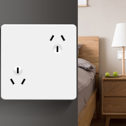 白色六孔插座86型错位暗装6孔三三插双10A面板两个六眼3斜三孔口