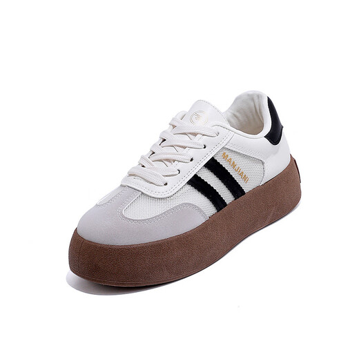 Woodpecker thick-soled mesh breathable German training shoes for women 2025 new summer retro niche height-enhancing shoes versatile board shoes beige 36