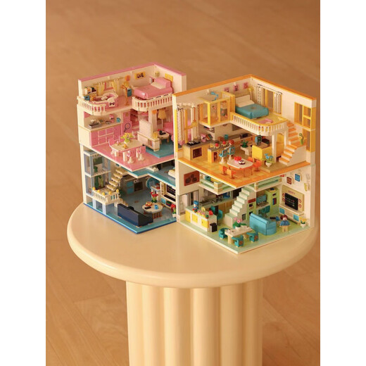 Zhegao's Trendy Toy Building Blocyshs Cat Star Man Apartment Street View Assembly Creative Girl Toy Gift DZ6104 Wangwang Fashion Home-1048PCS