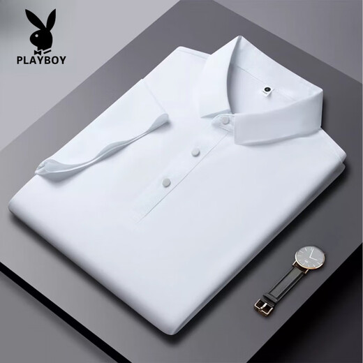 
Playboy (PLAYBOY) high-end summer new ice silk traceless short-sleeved POLO shirt for men business casual solid color quick-drying thin T-shirt for men HT/YH12358 navy short-sleeved POLO shirt M [Suggested 90-115Jin [Jin equals 0.5 kg]]