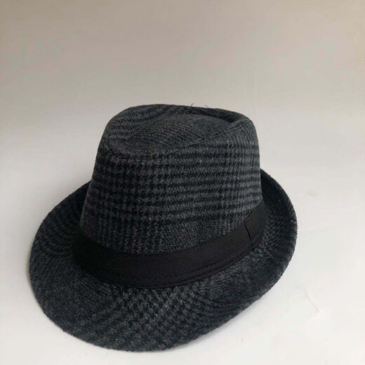 Qingyou Xu Wenqiang's same style hat, men's top hat Shanghai Tang Xu Wenqiang's same style British woolen jazz hat for middle-aged and elderly people, solid color woolen-black, adult version 58cm