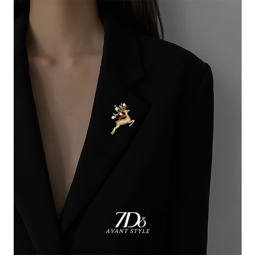 Quamer7do Christmas Pearl Elk Brosche für Frauen High-End Exquisite Pullover Bouquet Modeanzug Pin Accessoires Geschenk Golden Pearl Elk